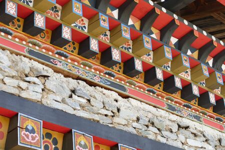 the art painting on building in Bhutan styleの写真素材