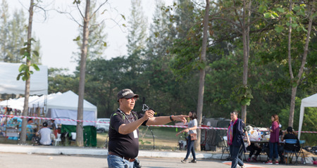 Chiang Mai, Thailand, March 5, 2016: Man playing boomerang in Payap university on March 5, 2016 in Chiang Mai, Thailand.のeditorial素材