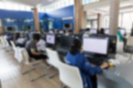 student use computer to access to internet for education in universityの写真素材
