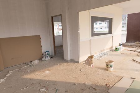 Chiang Mai, Thailand - March 15, 2016: structure of room in the house during construction at Somwang village in Chiang Mai, Thailand on March 15, 2016.のeditorial素材