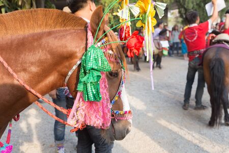 traditional buddhist monk ordination ceremony at Roy Jun templeの写真素材