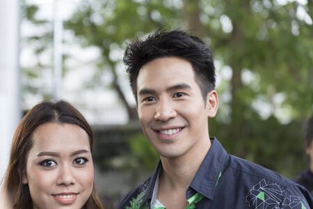 Chiang Mai, Thailand - May 21, 2016: Thanawat Wattanaputi or Pope, famous Thai actor, taking photo with his fan club at Toyota street fun festival in Chiang Mai, Thailand on May 21, 2016.のeditorial素材