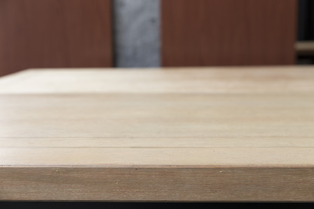 wooden desk table for montage or display your productの写真素材