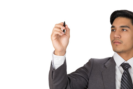 young asian businessman writing, drawing on blank space - Vision, Strategy, Planning conceptの写真素材