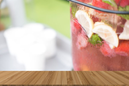 lemon, strawberry & mint juice. lemonade mocktail or fruit water. Refreshing summer drink....