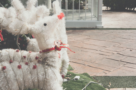 white christmas reindeer. xmas holiday celebration concept. season greetingsの写真素材