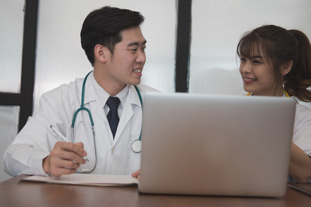 doctor discussing patient treatment. medical staff have meeting for diagnosis plan in conference room in hospital.の写真素材
