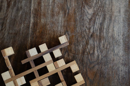 wood block puzzle game. education and leisure concept. growth, success and development in business