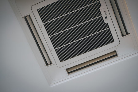 mounted cassette type air conditioner on ceiling. ventilation system