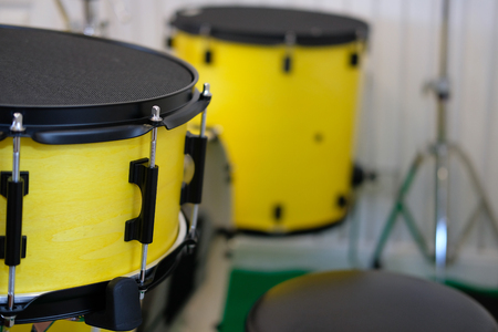 yellow drum. musical purcussion instrumentの写真素材