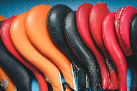 taekwondo leather kicking target padの写真素材