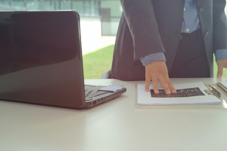 startup businessman working with business document at office. man entrepreneur analyze market data at workplace.の写真素材