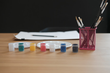 watercolor & artist paint brush paintbrushes for artistic creative drawing & paintingの写真素材