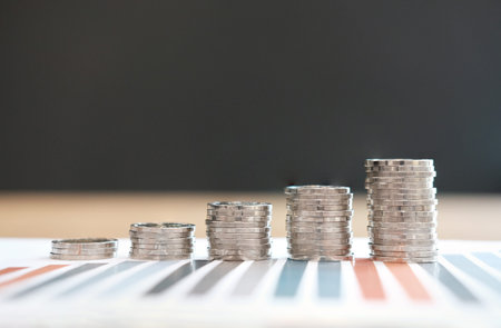 coins stack. business growth & investment. money savings, cash deposit concept