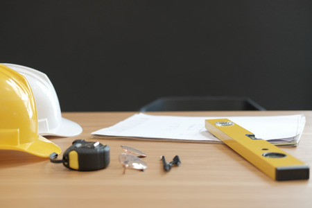 house blueprint of real estate project at architect engineer  workplace. construction & building conceptの写真素材