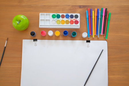paint brush drawing paper water color felt-tip pen for watercolor painting. hobby & leisure activity