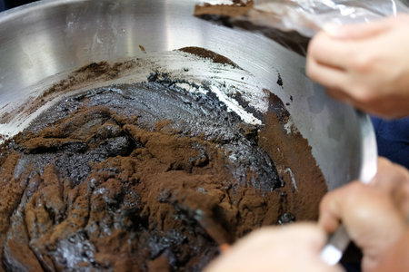 ingredient mixing for making coffee ground body scrub cream. homemade  beauty skincare cosmetic ...