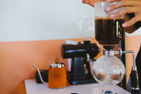classic vacuum syphon coffee maker.  alternative brewing methodの写真素材