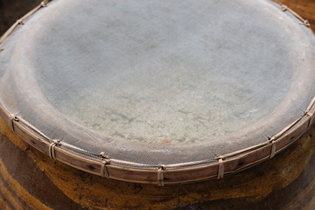 salted soybean paste fermented in jar. soy productionの写真素材