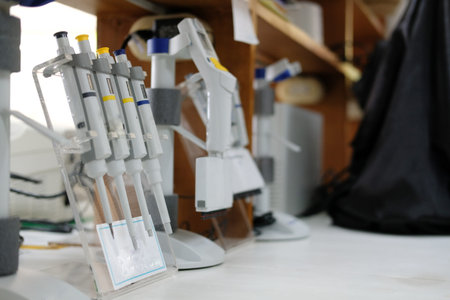 pipette in scientific chemistry lab laboratory for loading test sample