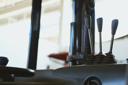 cargo forklift truck loader in factory warehouse