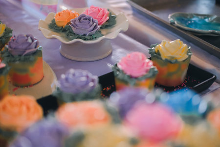 wedding birthday homemade cupcakes with sweet rose flower
