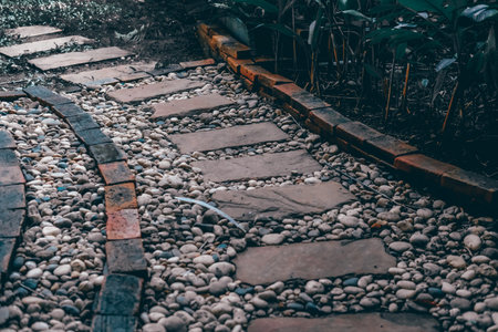 stone pathway walkway path in outdoor garden