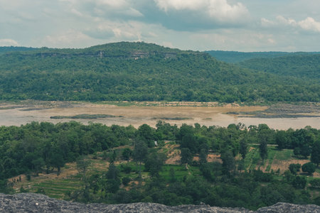 mountain hill & river view landscape scenery