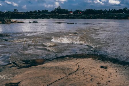 water stream river flowing between grand canyonの写真素材