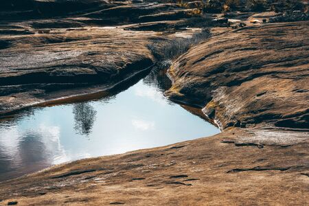 cracked rock in grand canyon. crack rift crevice in stoneの写真素材