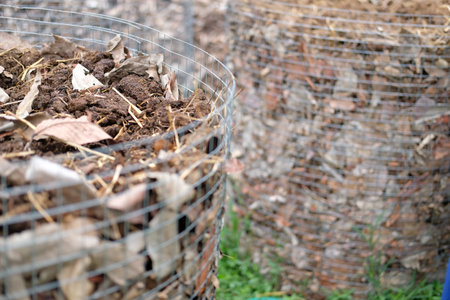 organic compost heap. fertilizer production for soil cultivation in agriculture industry