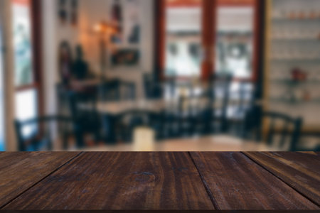 wood table & chair in cafe coffee shop restaurant