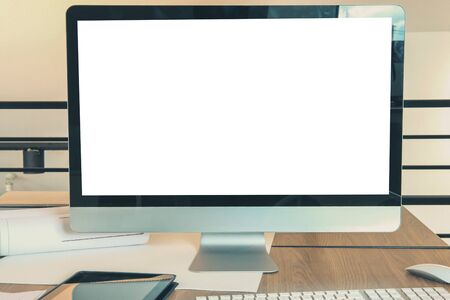 computer monitor on graphic designer workplace workspaceの写真素材