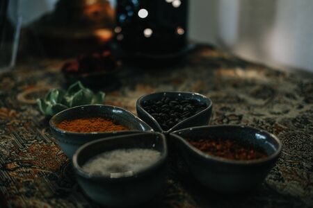 dried herb for herbal massage in spa wellness centerの写真素材