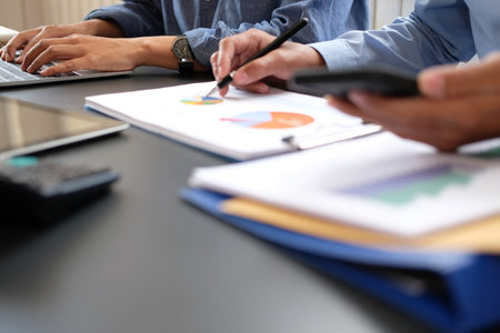 business people have a meeting. businessman working on performance revenue with co-worker team.