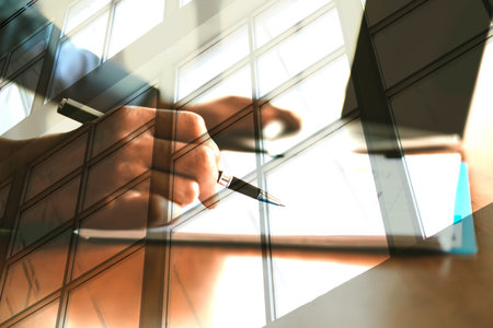 startup businessman working with document at office. man entrepreneur analyze financial data at...