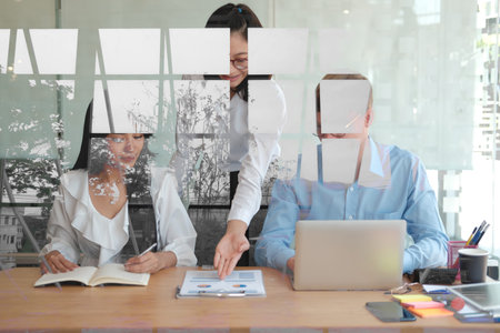 business people discussing on performance revenue in meeting. businessman working with co-worker...