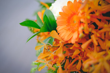 orange flower bouquet for decoration. gerbera rose bunch for decorating