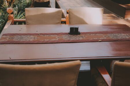 table & chair in cafe restaurant in hotel resortの写真素材