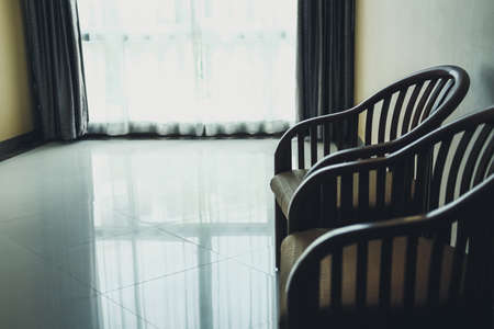 wooden chair for relaxing in living room home interiorの写真素材