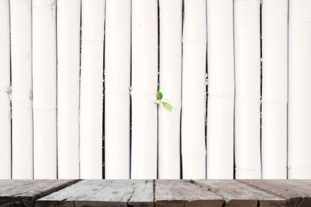 white bamboo wood planks texture abstract background for design and decorationの写真素材