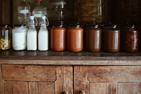 tomato paste and sun dried tomatoes marinated in olive oil in glass jar