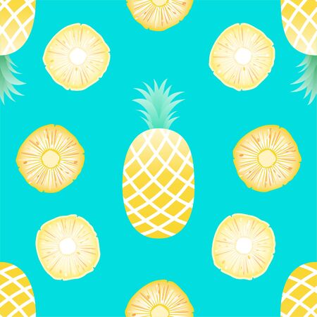 Vector Seamless Pattern with Pineapples, summer concept.のイラスト素材