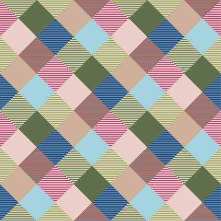 Seamless tartan plaid pattern in green and pink tone.のイラスト素材