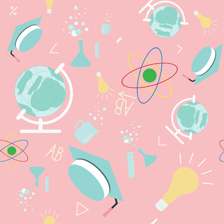 Hand drawn about education on pink background,education concept.のイラスト素材
