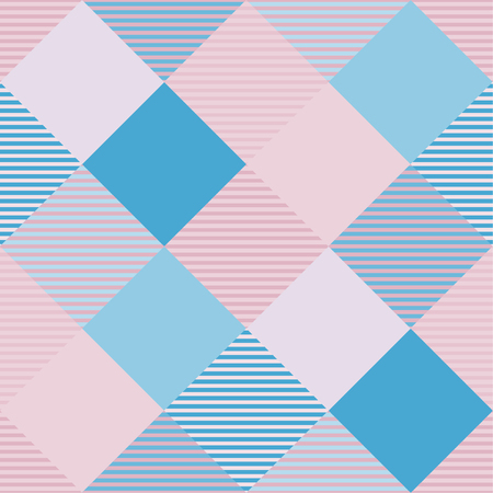 Seamless tartan plaid pattern in blue and pink tone.のイラスト素材