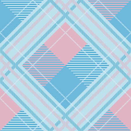 Seamless tartan plaid pattern in blue and pink tone.のイラスト素材