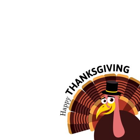 Cartoon Thanksgiving turkey. Isolated on white background.のイラスト素材
