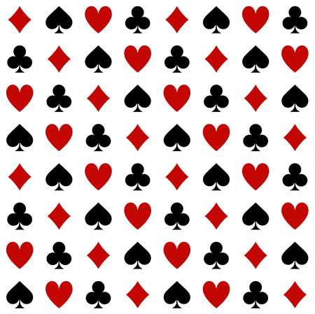 Four Suits Of Cards Seamless Pattern On A White Backgroundのイラスト素材
