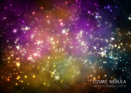 Cosmic Galaxy Background With Nebula, Stardust And Bright Shining Stars. Vector Illustration For Your Design, Artworksのイラスト素材